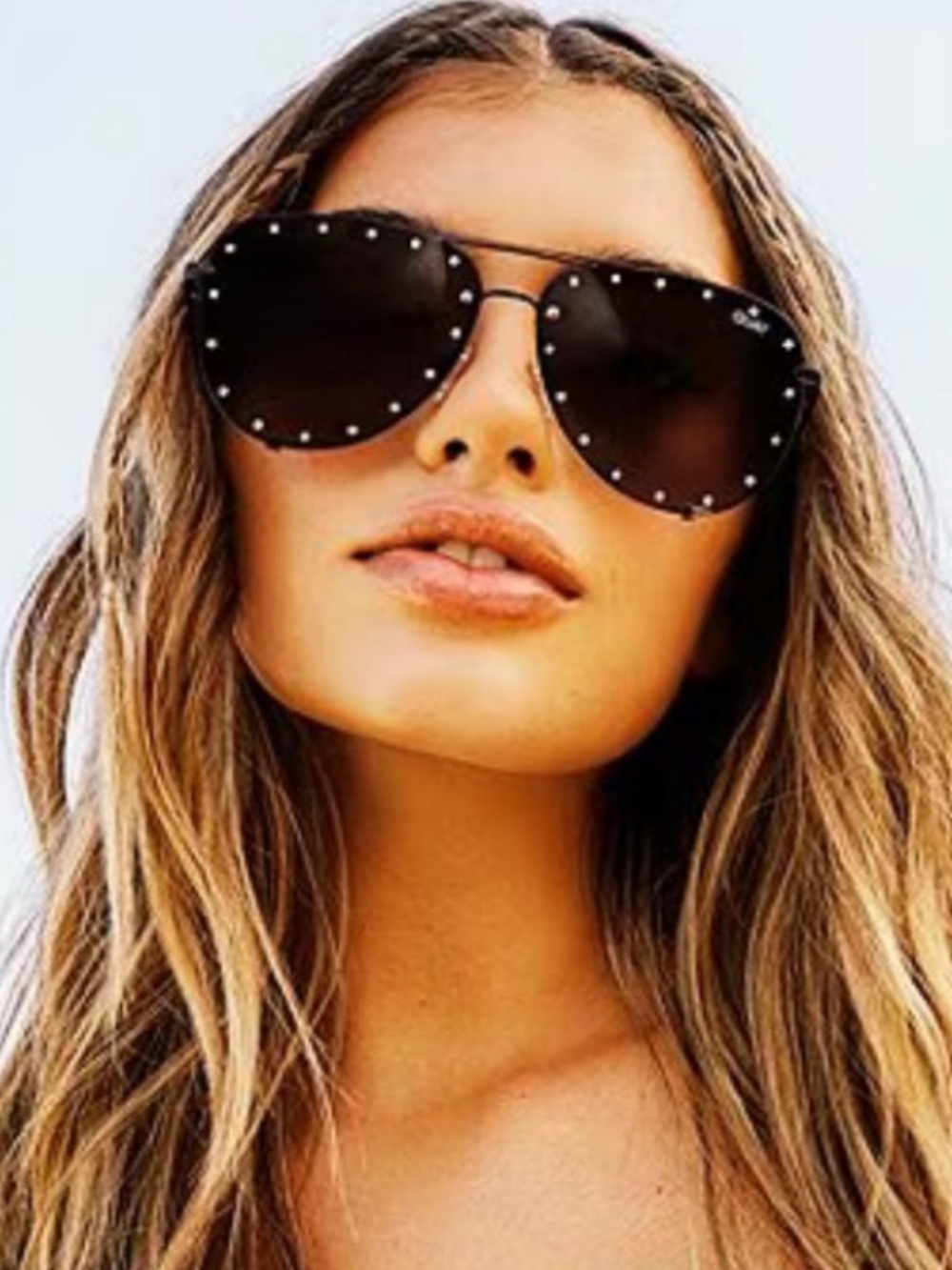 QUAY Australia NEW High Key Rhinestone Sunglasses Black